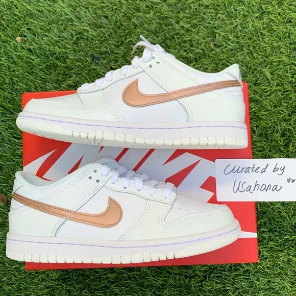 Nike Dunk low GS white rose gold shoes - Picture 2 of 4